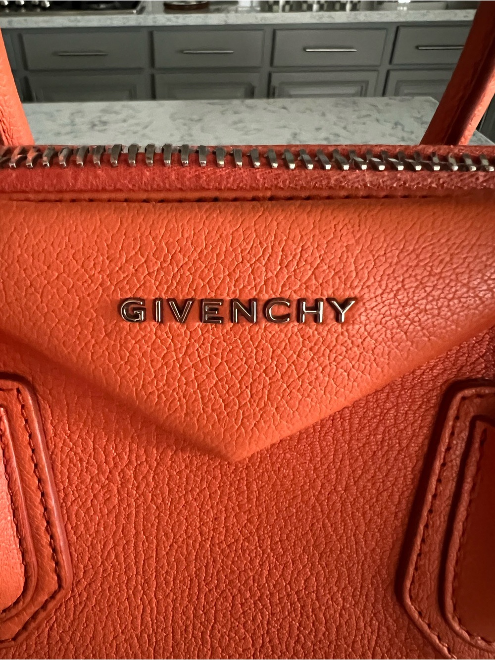 Givenchy Antigona Bag Orange Leather with Silver Hardware